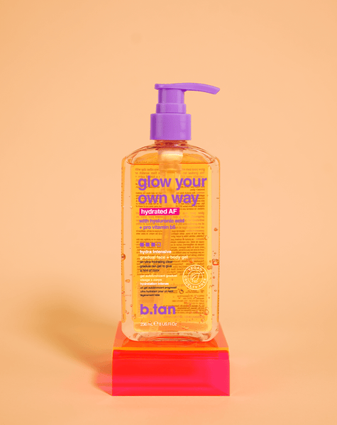 glow your own way hydrated AF brun utan sol-gel för ansikte + kropp